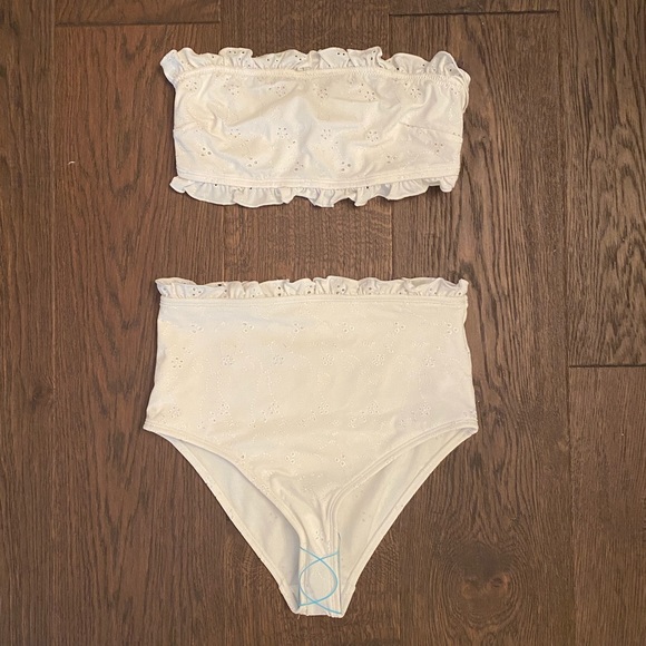 NWOT High Waisted Bandeau Frill Trim Bikini - Picture 6 of 10